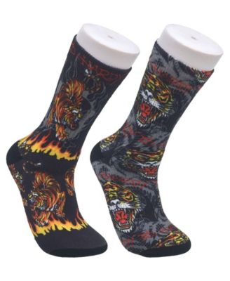 Men's Prowling Tiger Graphic Full Cushion Crew Socks, 2-Pack