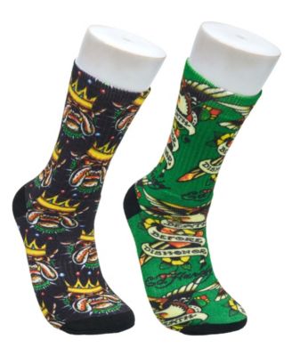 Men's Bulldog 360 Digital Print Full-Cushion Crew Socks, 2-Pack