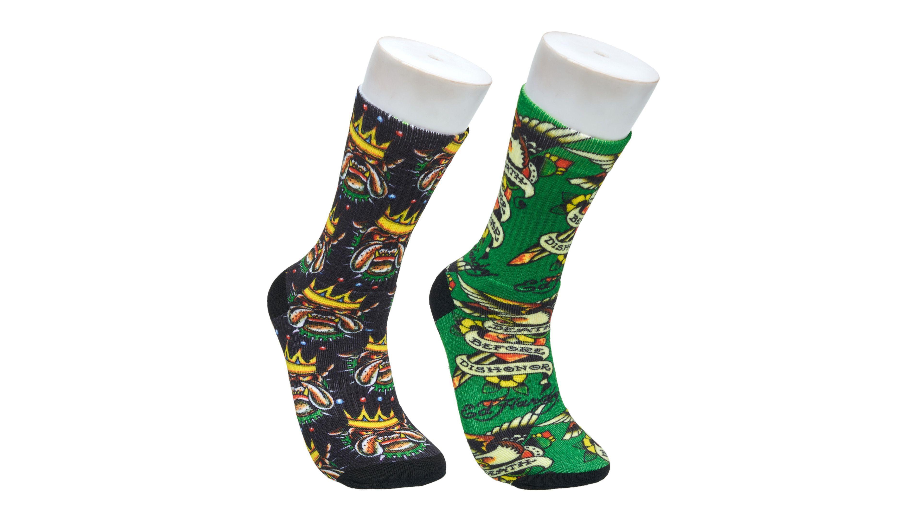Ed Hardy Men's Bulldog 360 Digital Print Full-Cushion Crew Socks, 2-Pack