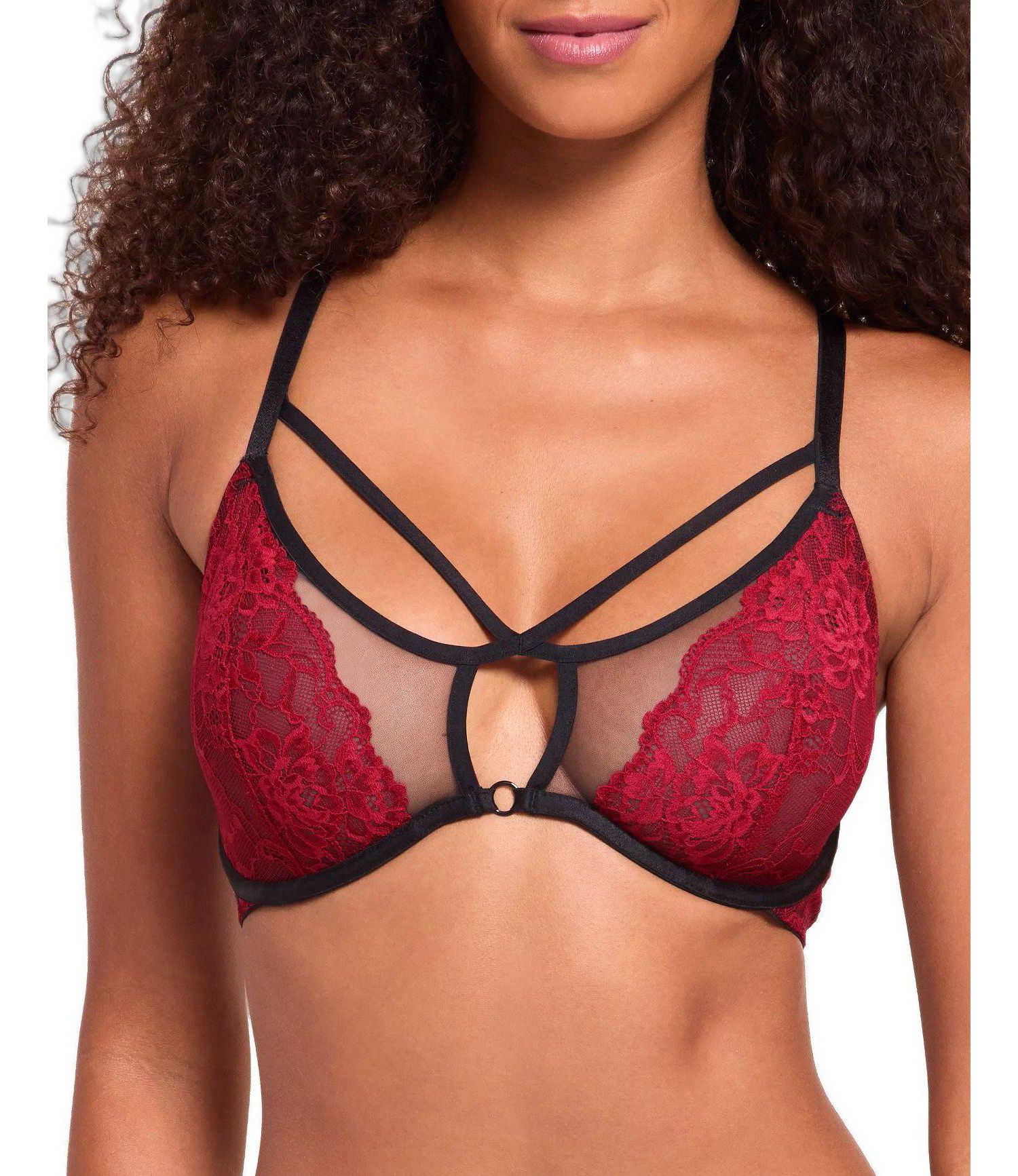 Saveria Unlined Plunge Strappy Lace Bra