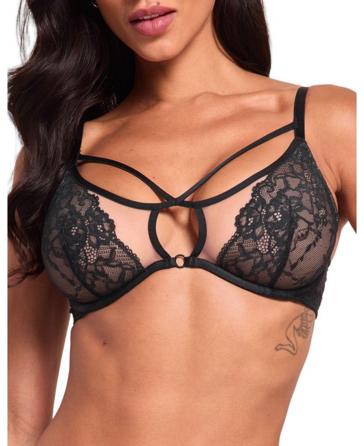 Adore Me Saveria Unlined Plunge Strappy Lace Bra