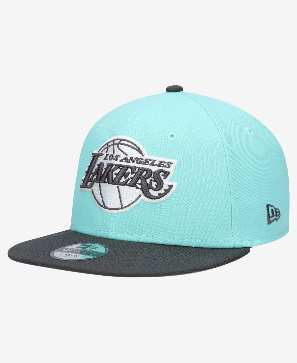 New Era Big Boys' and Girls' Turquoise/Charcoal Los Angeles Lakers 9FIFTY Snapback Hat - Turquoise