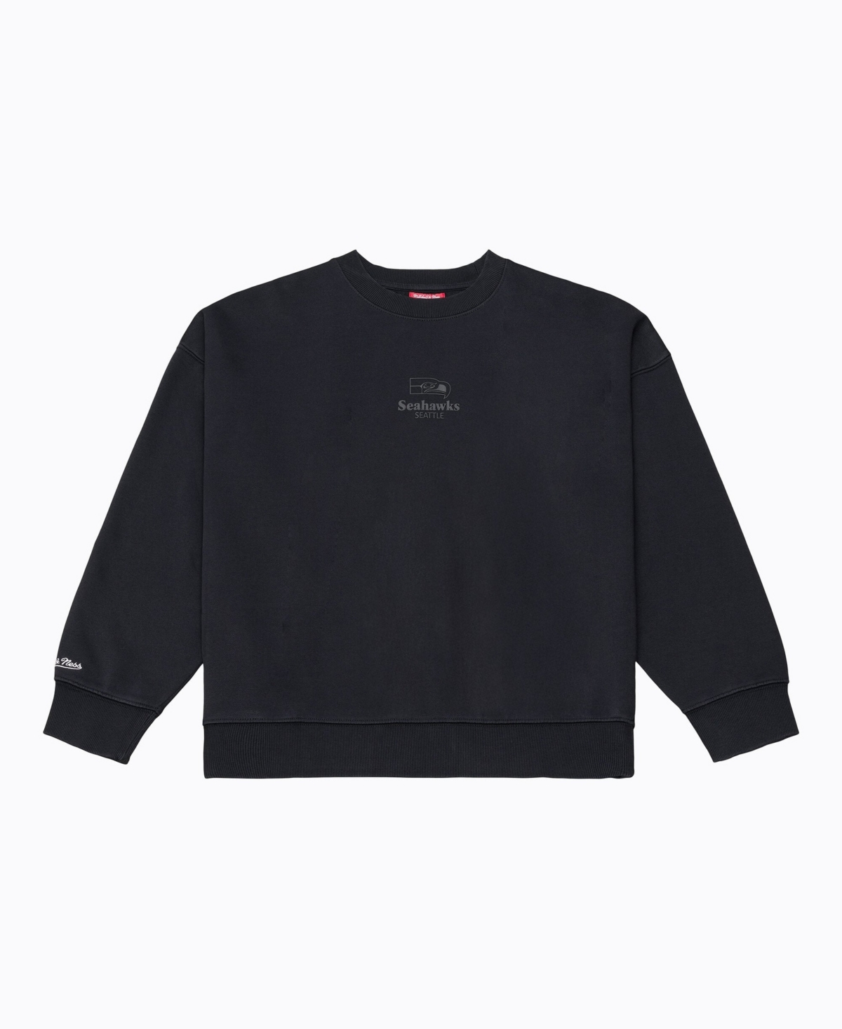 Mitchell & Ness Women's Core Essentials Micro Logo Seattle Seahawks Graphic Crewneck Sweatshirt - Black