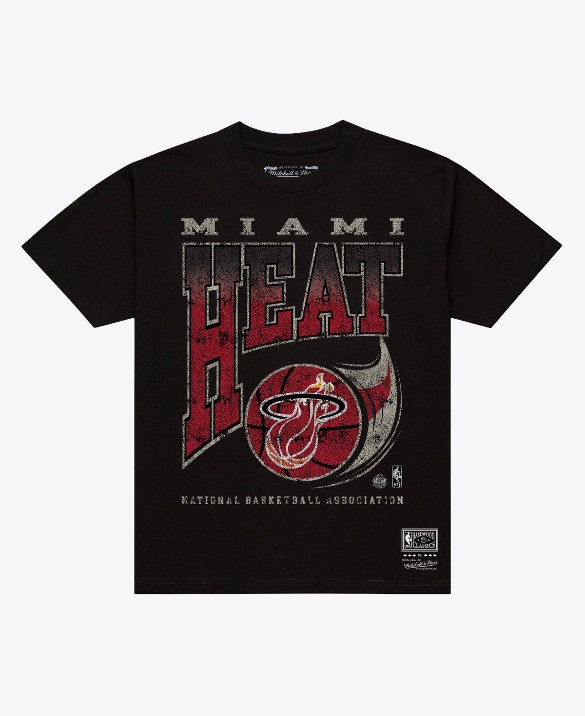 Mitchell & Ness Men's Miami Heat Evergreen Graphic Crew Neck T-Shirt - Black