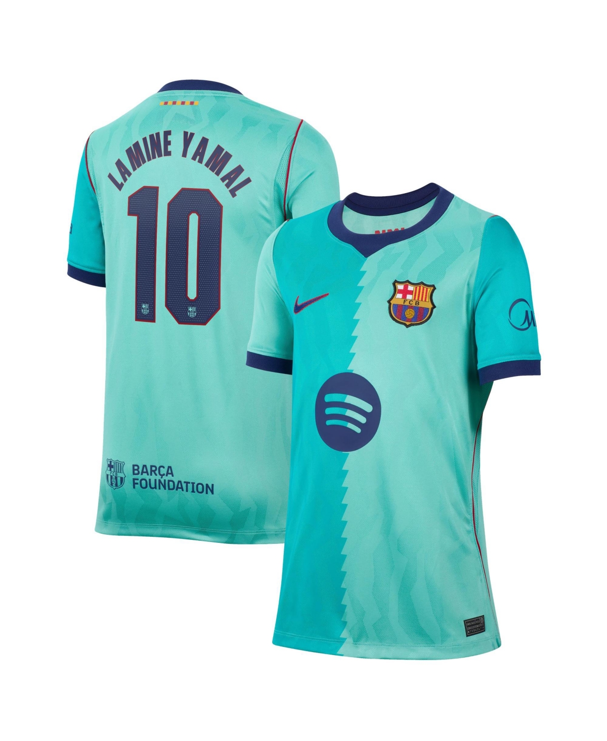 Nike Big Boys' and Girls' Lamine Yamal Turquoise Barcelona 2026/27 Third Stadium Replica Jersey