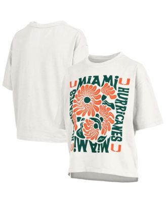 Women's  White Miami Hurricanes Elena Oversized Slub T-Shirt