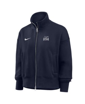 Women's Navy Team USA Oversized Phoenix Fleece Full-Zip Track Jacket