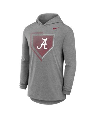 Men's Gray Alabama Crimson Tide 2026 NCAA Baseball Men's College World Series Dugout Long Sleeve Hooded T-Shirt