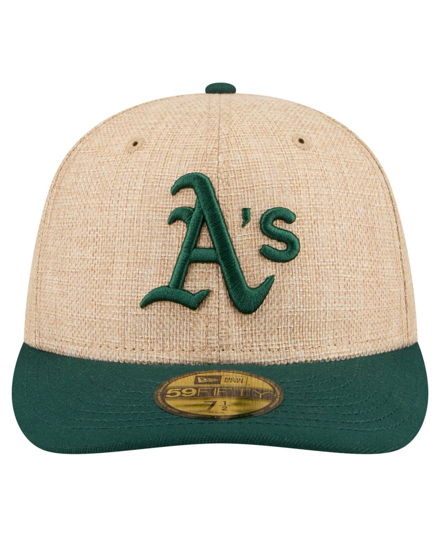 Мужская кепка New Era Natural/Green Athletics Twine 59FIFTY Fitted Hat — фото 2