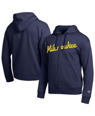 Men's Milwaukee Brewers Navy All-Star Wordmark Full-Zip Hoodie