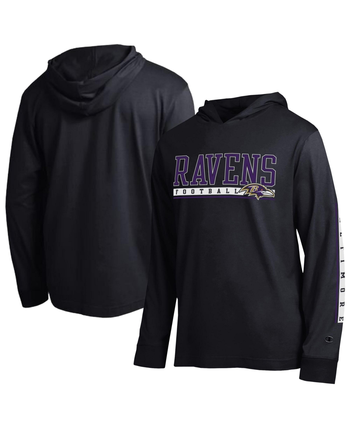 Champion Men's Baltimore Ravens Long-Sleeve Graphic Hoodie - Black
