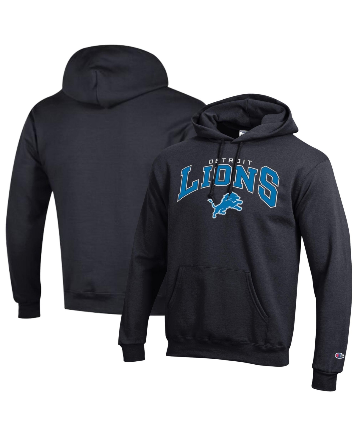 Champion Men's Detroit Lions Powerblend Sports-Graphic Classic-Fit Kangaroo Pocket Hoodie