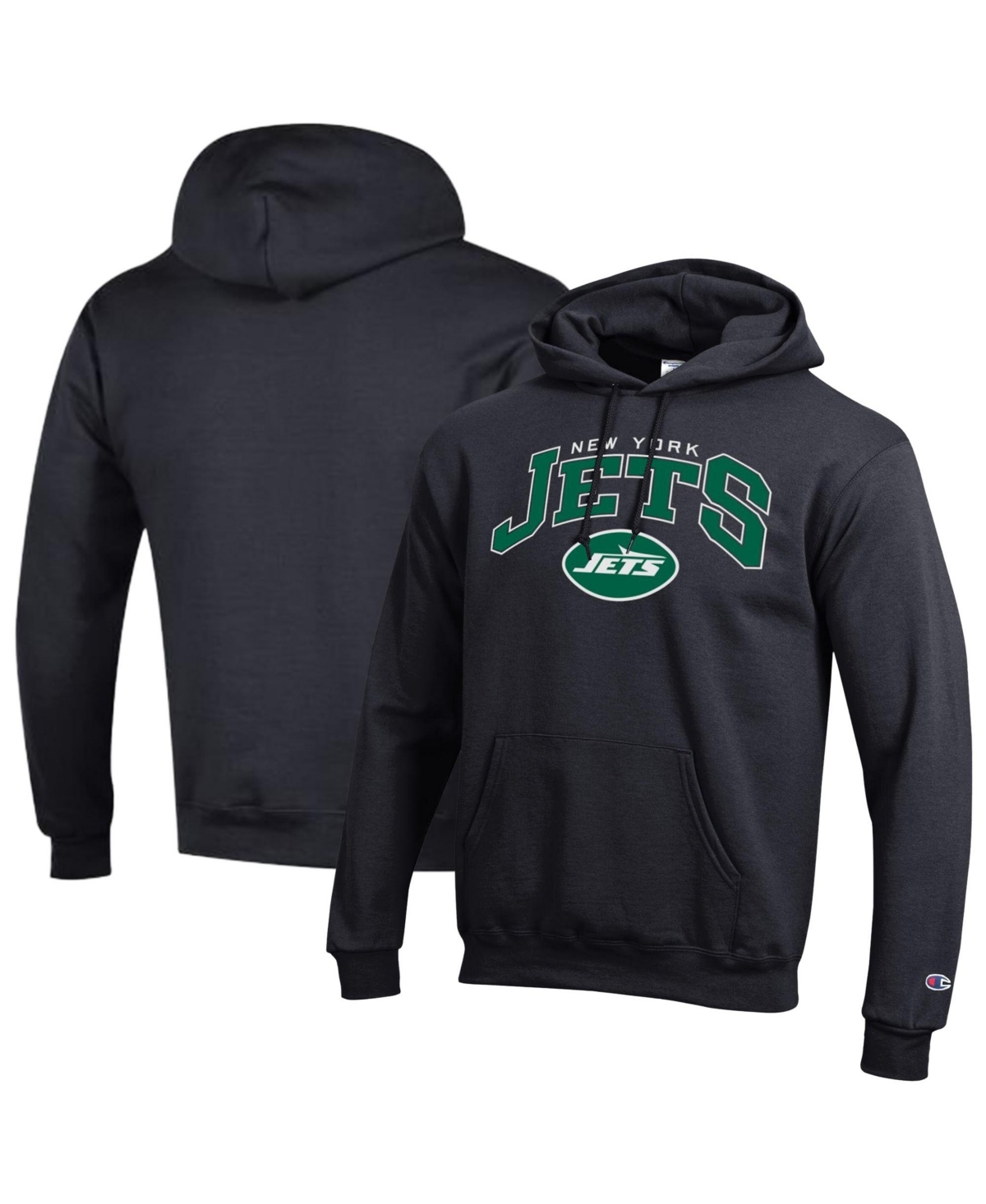 Champion Men's New York Jets Graphic Pullover Fleece-Lined Cotton-Blend Hoodie - Black