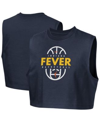 Big Girls Navy Indiana Fever 2026 Authentic Practice Sleeveless Cropped T-Shirt