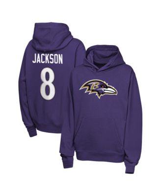 Big Boys and Girls Lamar Jackson Purple Baltimore Ravens Name & Number Club Fleece Hoodie