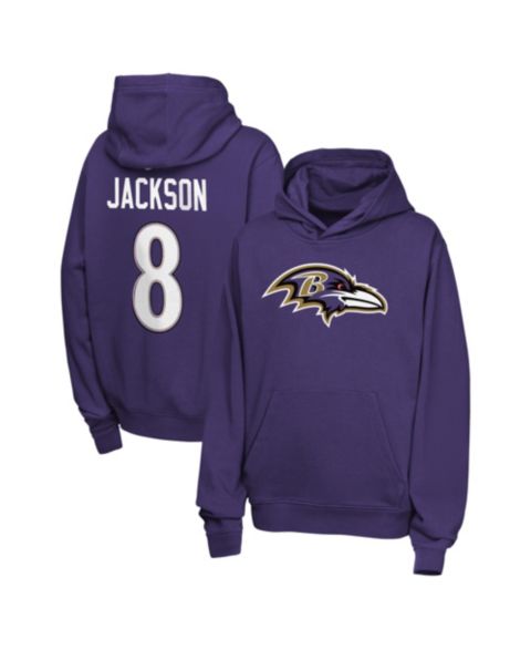 Детское худи Nike Lamar Jackson Purple Baltimore Ravens Name & Number Club Fleece