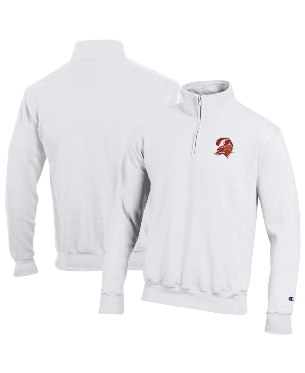 Champion Men's White Tampa Bay Buccaneers Powerblend Quarter-Zip Pullover
