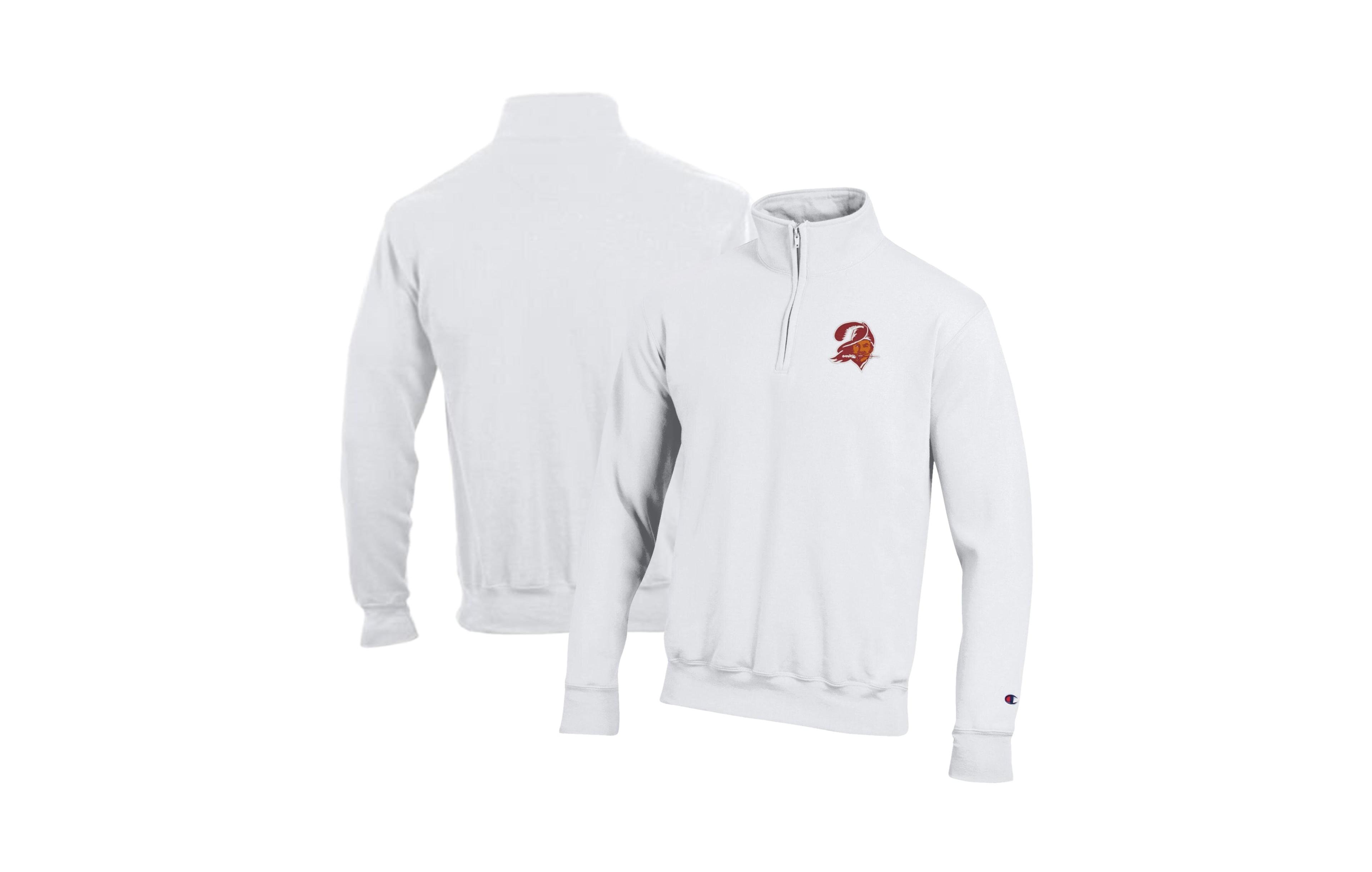 Champion Men's White Tampa Bay Buccaneers Powerblend Quarter-Zip Pullover