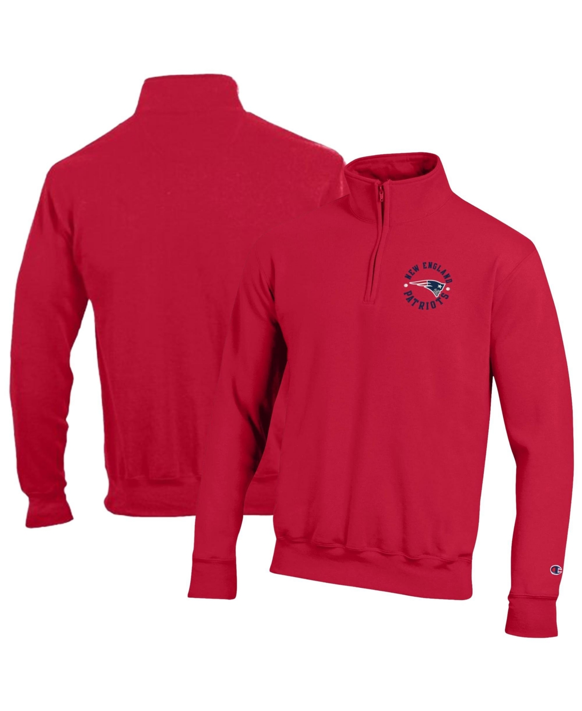 Champion Men's Powerblend New England Patriots Quarter Zip Mock Neck Pullover
