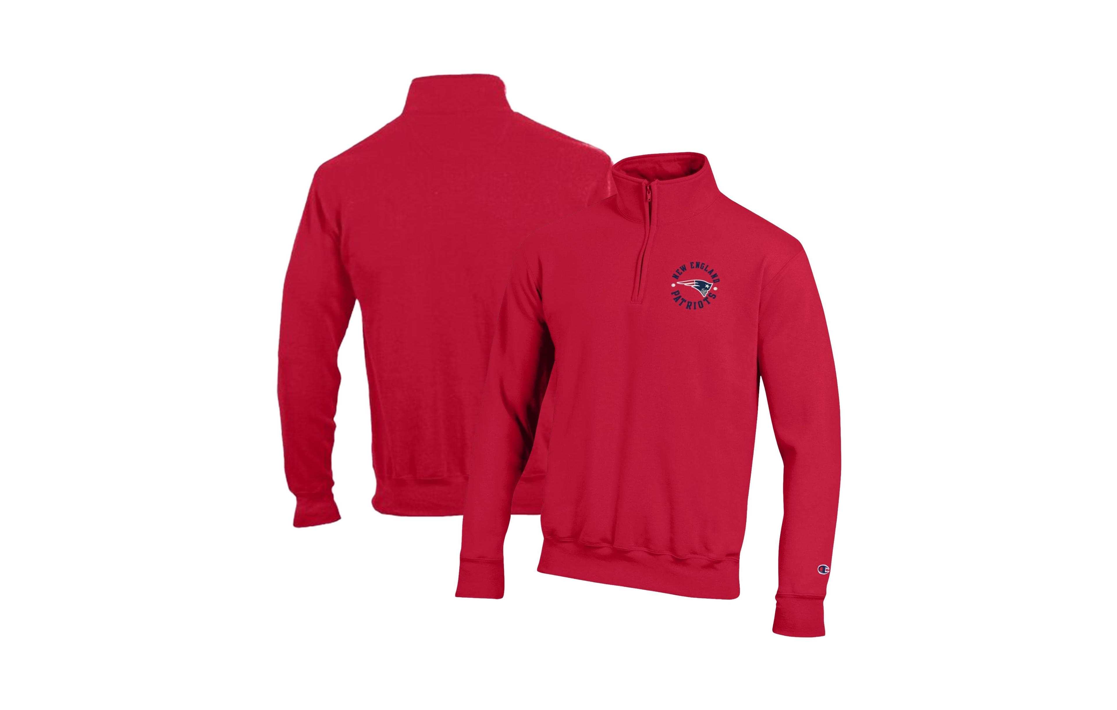 Champion Men's Powerblend New England Patriots Quarter Zip Mock Neck Pullover