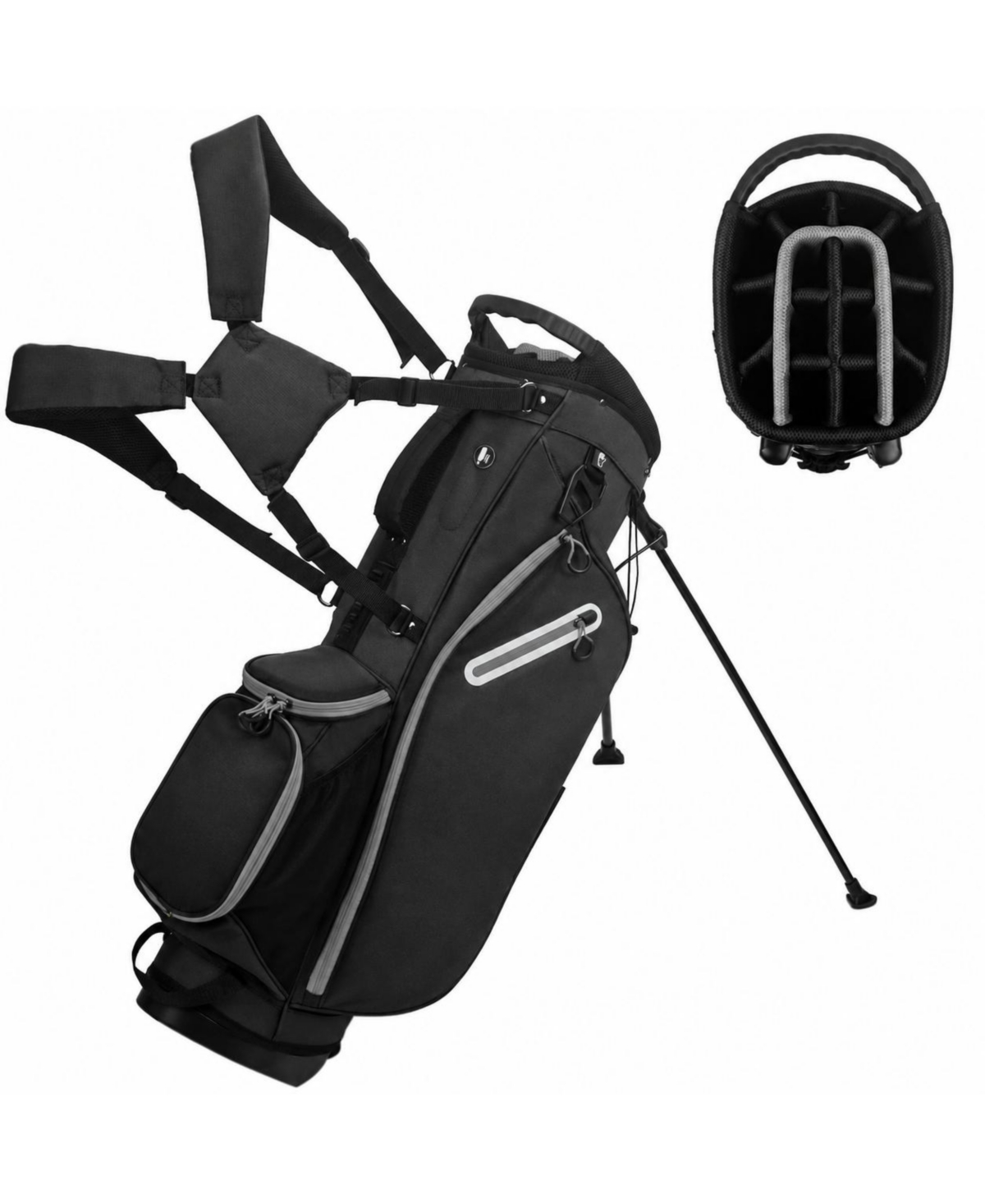 Sportneer 14 Way Golf Stand Bag Lightweight Organized Storage Comfortable Carry Stable Design - Black