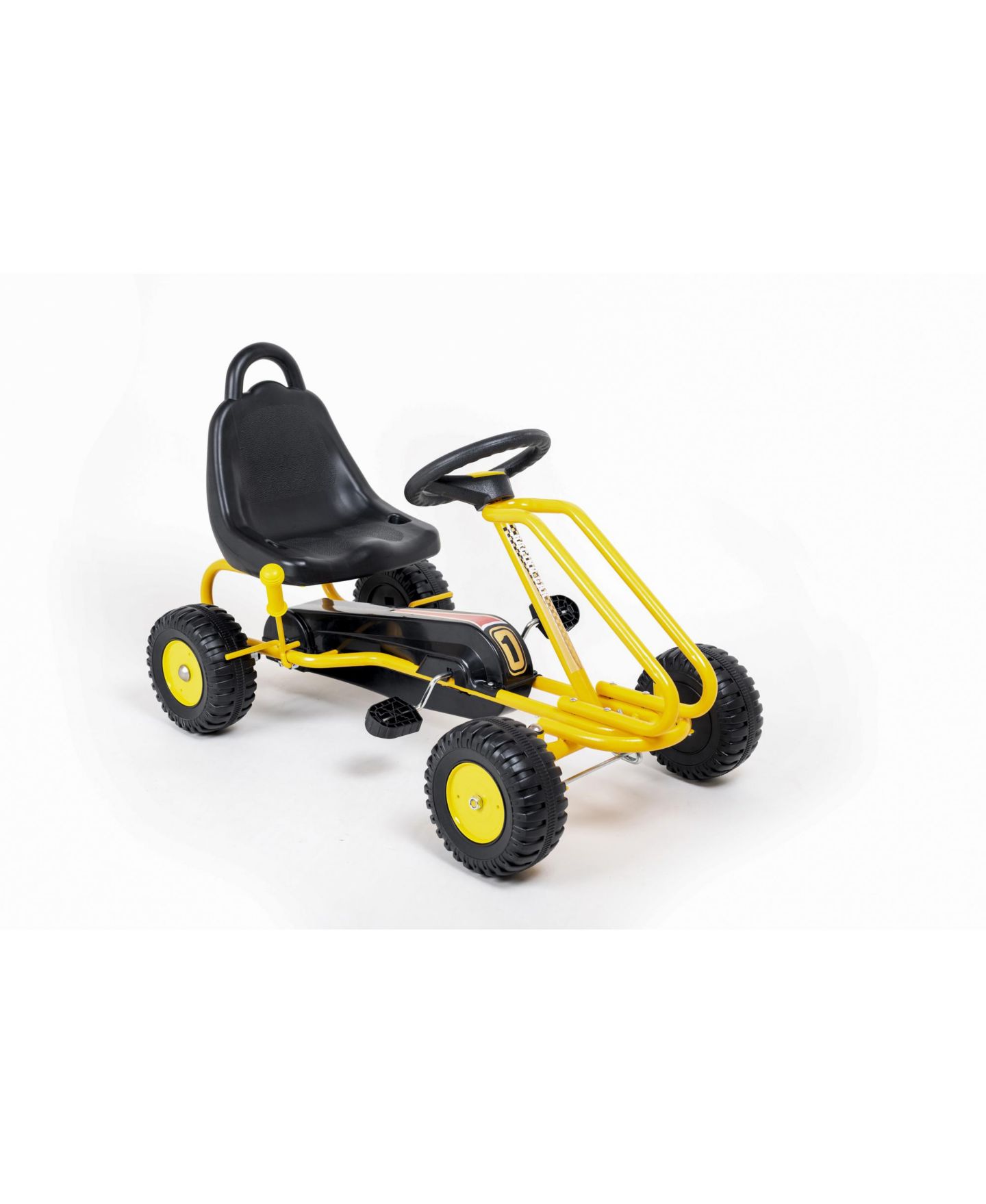 Детская игрушка Qaba 4-Wheel Pedal Go Kart with Adjustable Seat, 3–6 лет, цвет: Жёлтый — фото 7