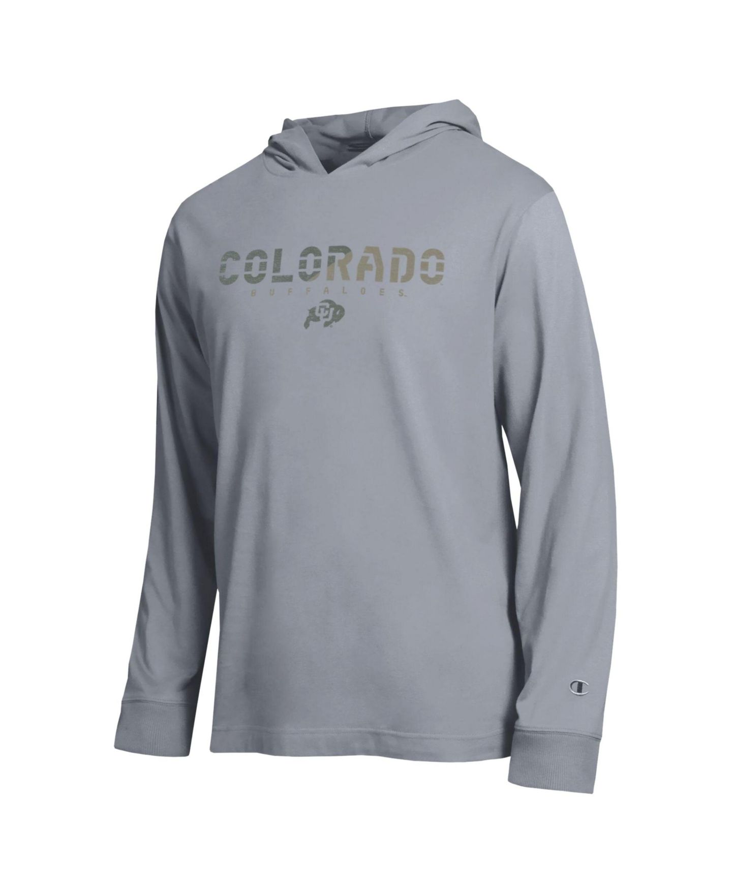 Мужская футболка Champion Gray Colorado Buffaloes Operation Hat Trick Flag Hooded Long Sleeve — фото 2