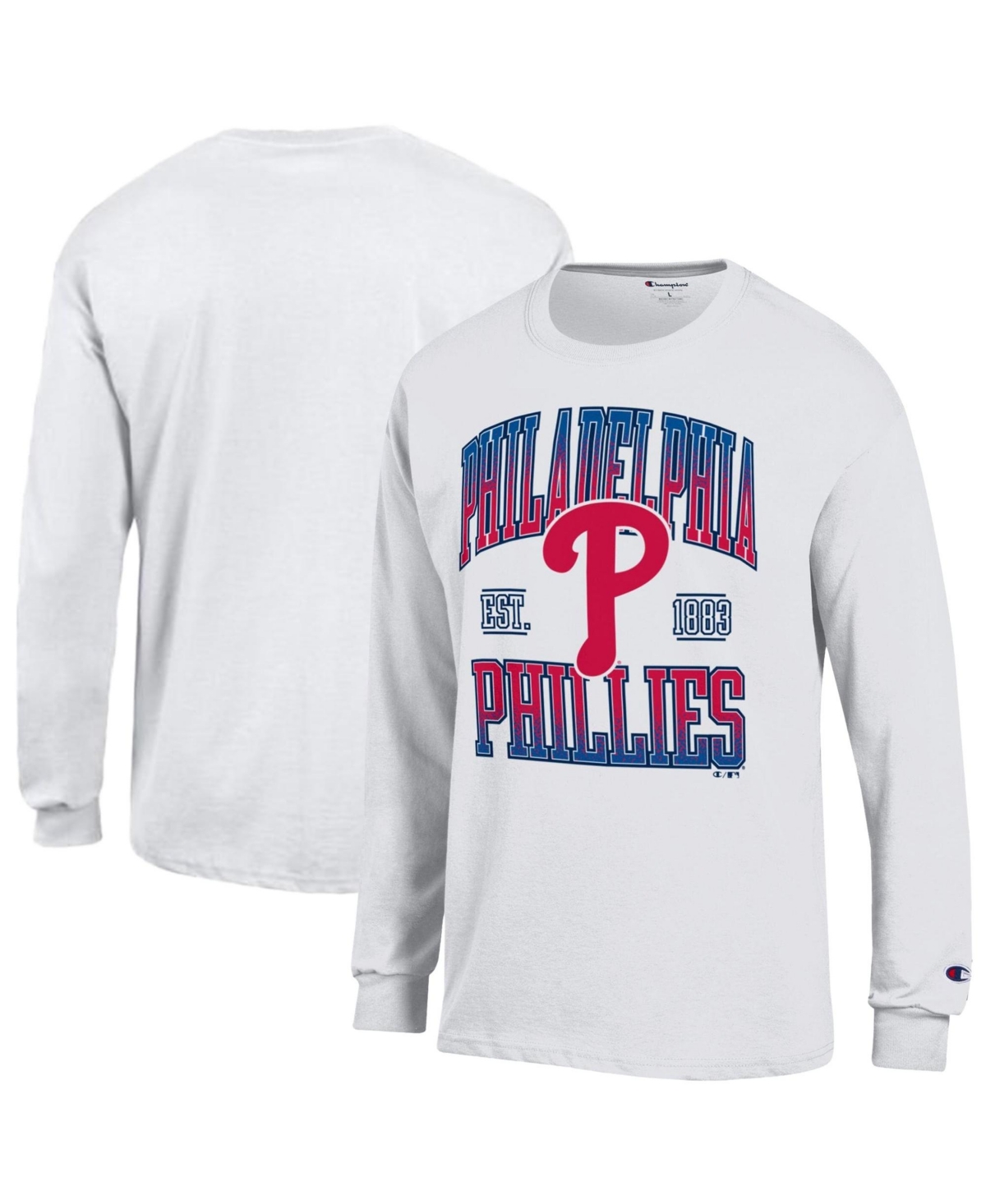 Champion Men's Philadelphia Phillies Long-Sleeve Classic-Fit Cotton Graphic T-Shirt - White