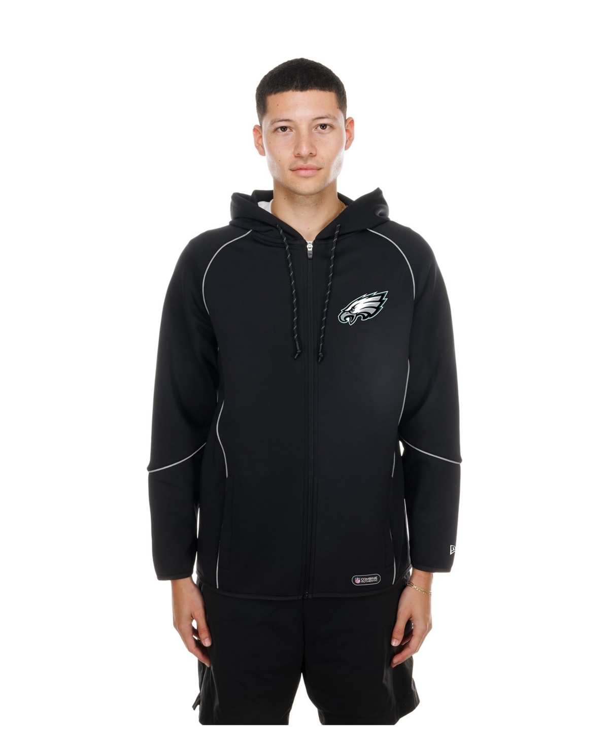 New Era Men's Black Philadelphia Eagles Combine Authentic Raglan Full-Zip Hoodie - Black