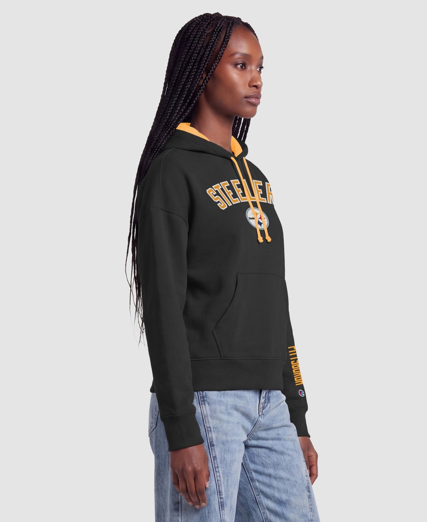 Женское худи Champion Black/Gold Pittsburgh Steelers Contrast Liner — фото 4