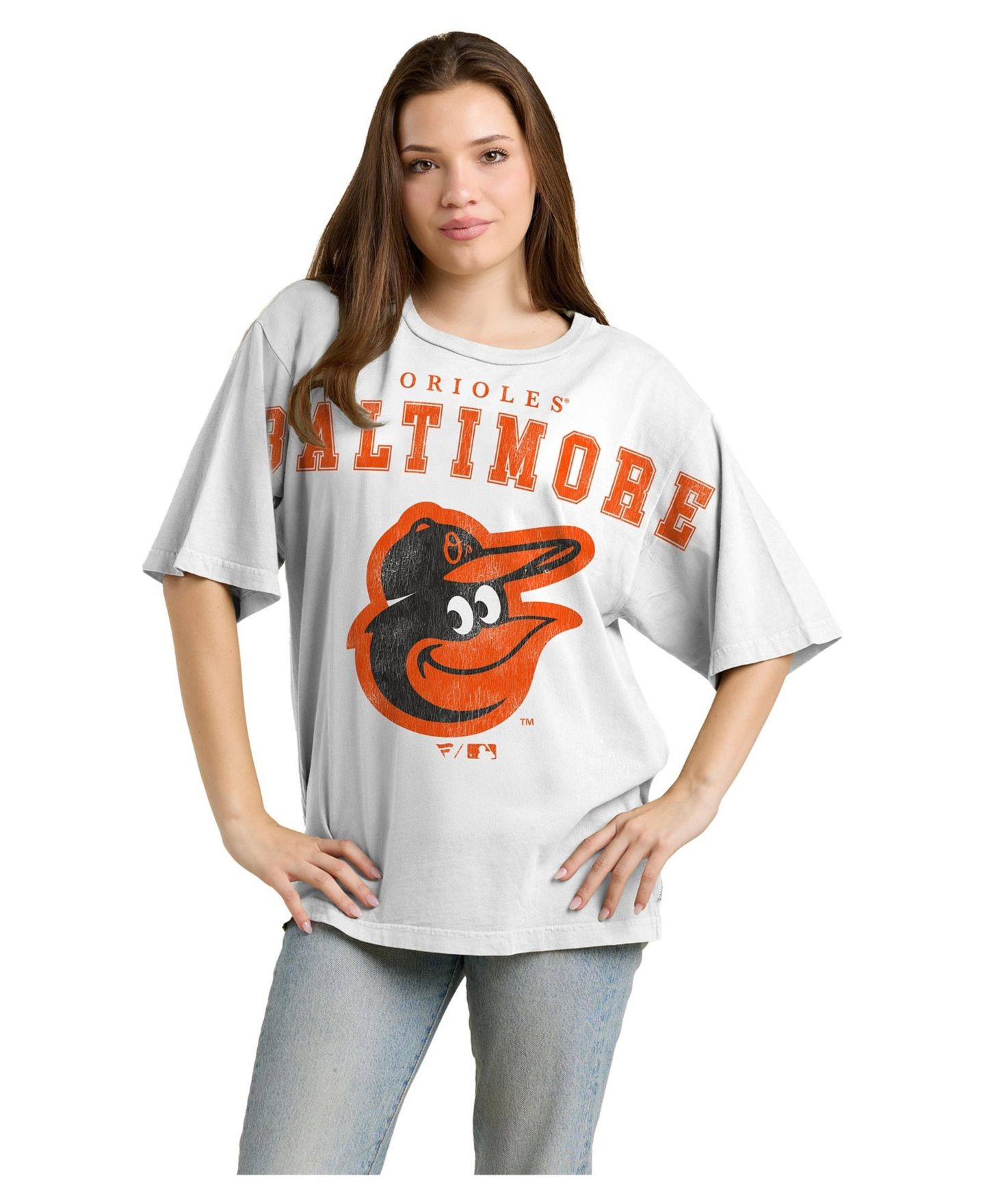 Женская футболка Fanatics White Baltimore Orioles Relaxed Big Text — фото 1