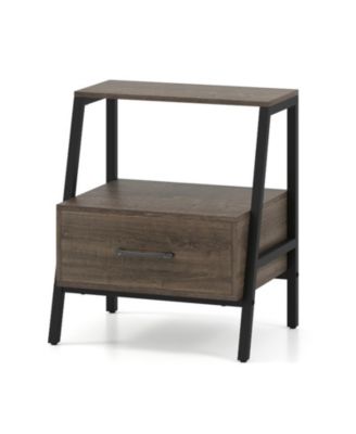 3-Tier Farmhouse Nightstand with an Open Display Shelf