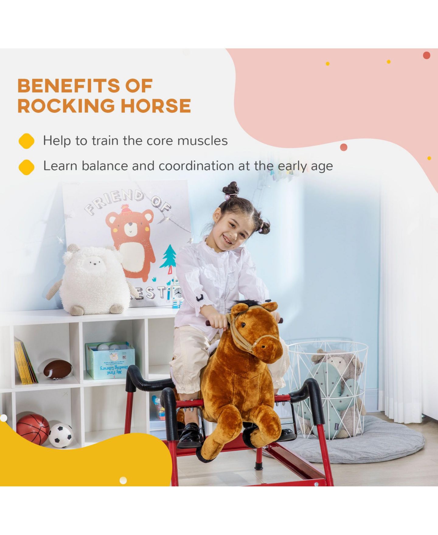 Детская игрушка SEVORLEY Rocking Ride-On Toy with Animal Sounds, Ages 5-12, цвет: Коричневый — фото 5