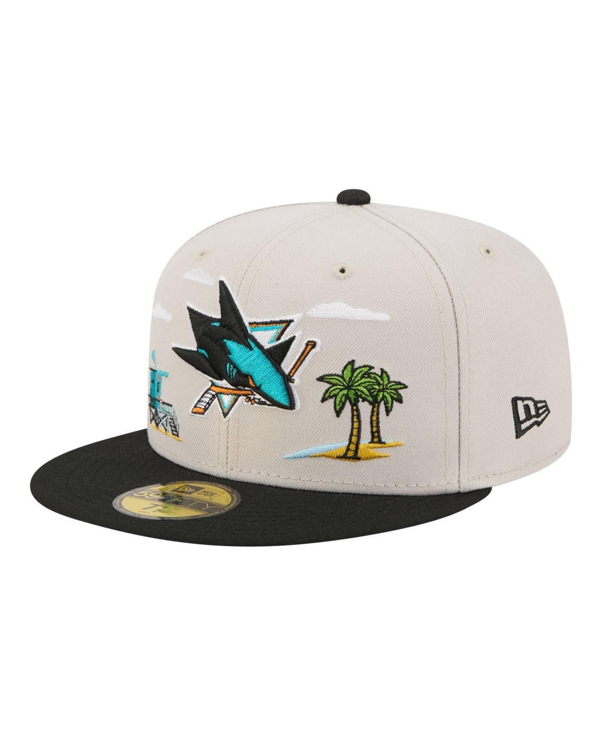 New Era Men's Tan/Black San Jose Sharks Localized City Icon 59FIFTY Fitted Hat