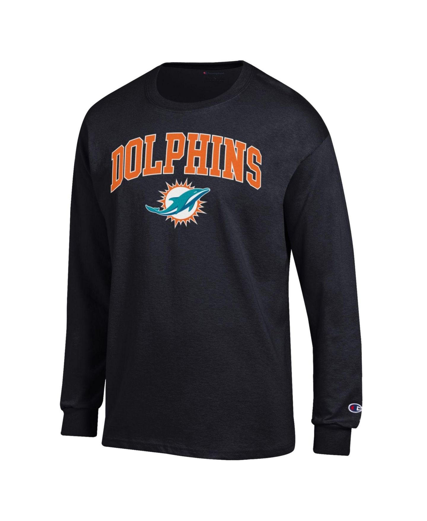 Мужская футболка Champion Black Miami Dolphins Arch Over Logo Long Sleeve — фото 2