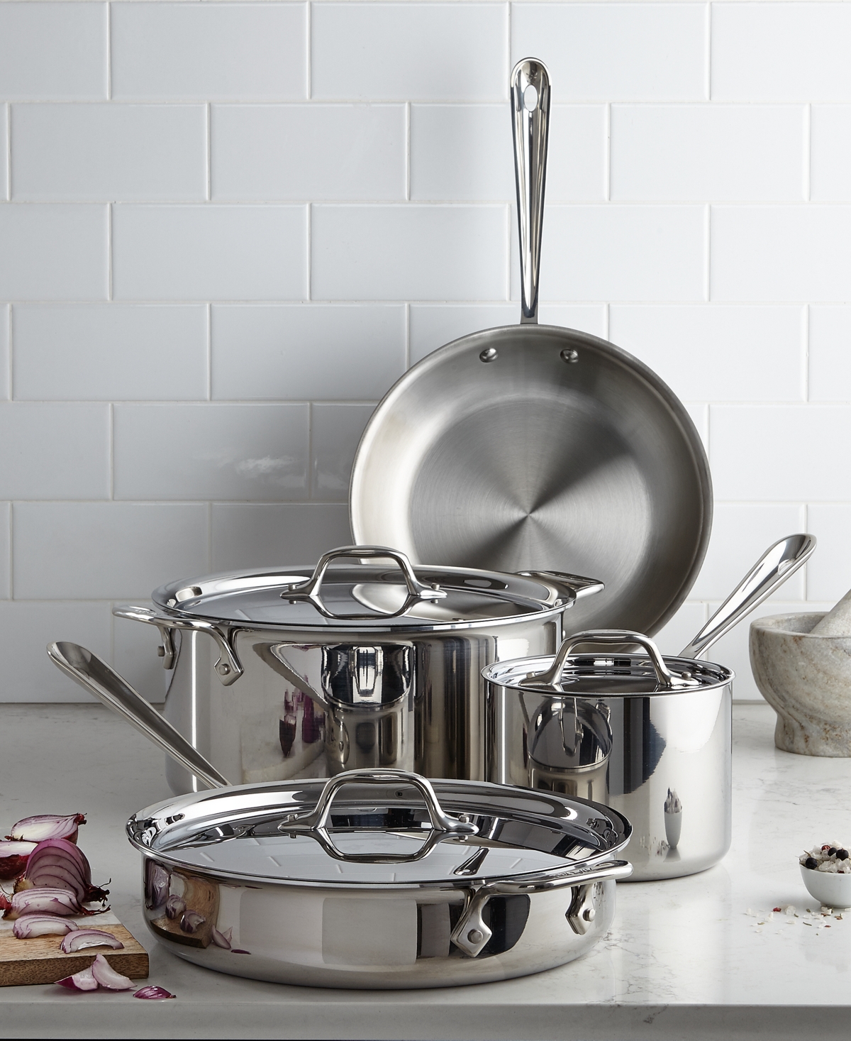 All-Clad Stainless Steel 7-Pc. Cookware Set, Created for Macy's