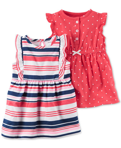 Carter's 2-Pk. Striped & Dot-Print Flutter-Sleeve Dress Set, Baby Girls (0-24 months)