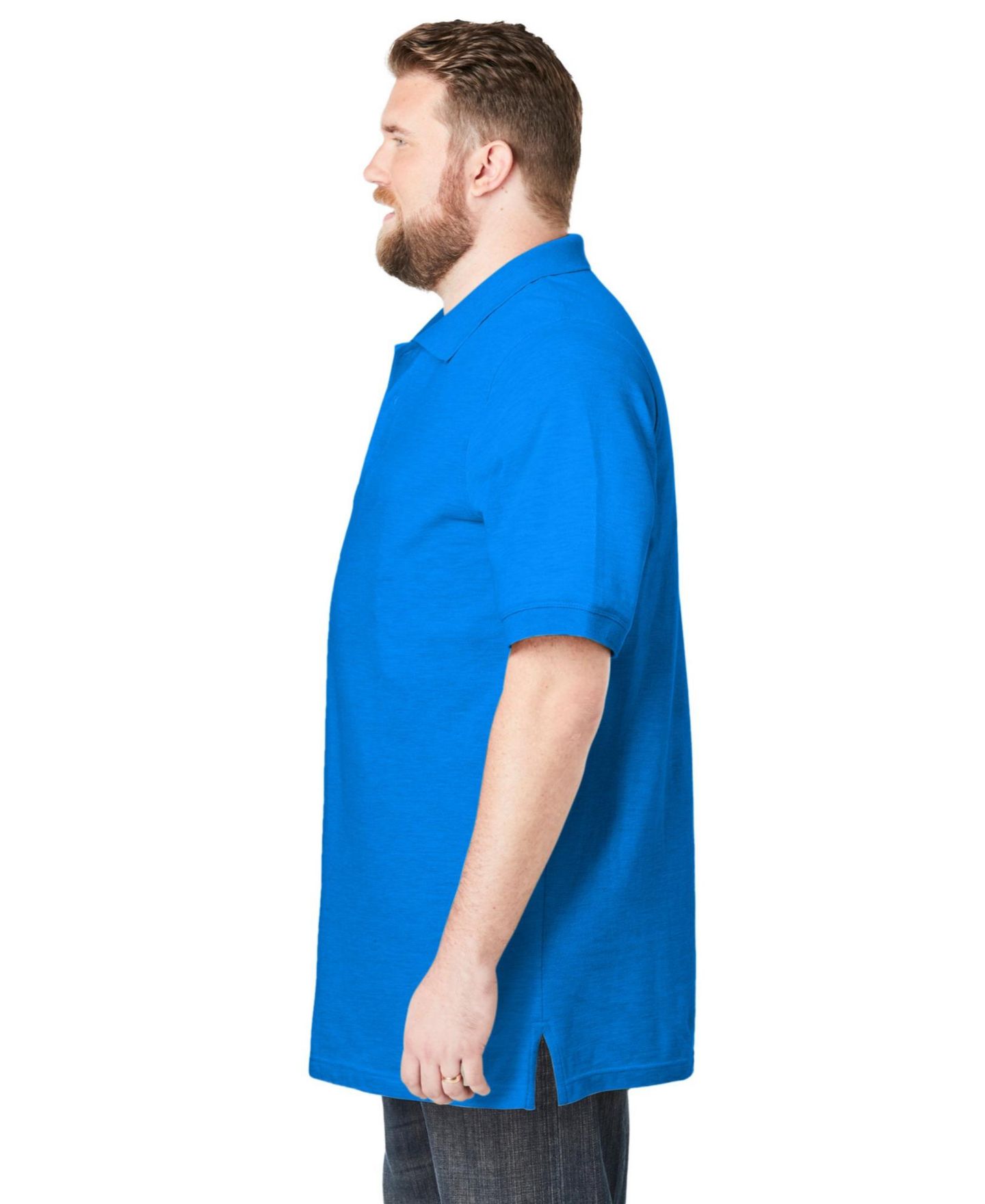 Мужское поло KingSize Shrink-Less Longer-Length Cotton Polo Shirt, цвет: Бирюзовый — фото 3