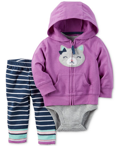 Carter's 3-Pc. Cat Hoodie, Bodysuit & Leggings Set, Baby Girls (0-24 months)