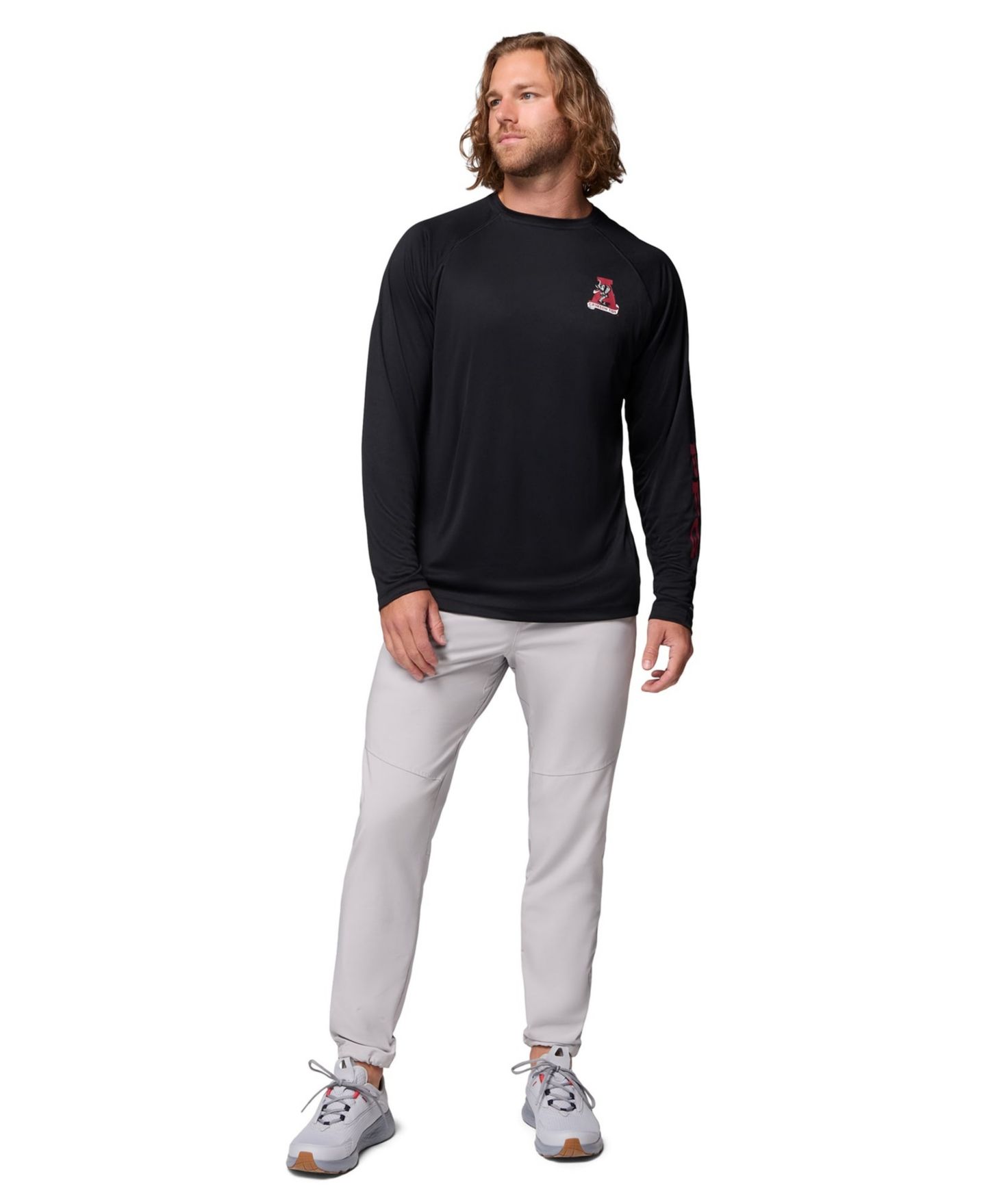 Мужская футболка Columbia Black Alabama Crimson Tide Terminal Tackle Omni-Shade Raglan Long Sleeve — фото 3