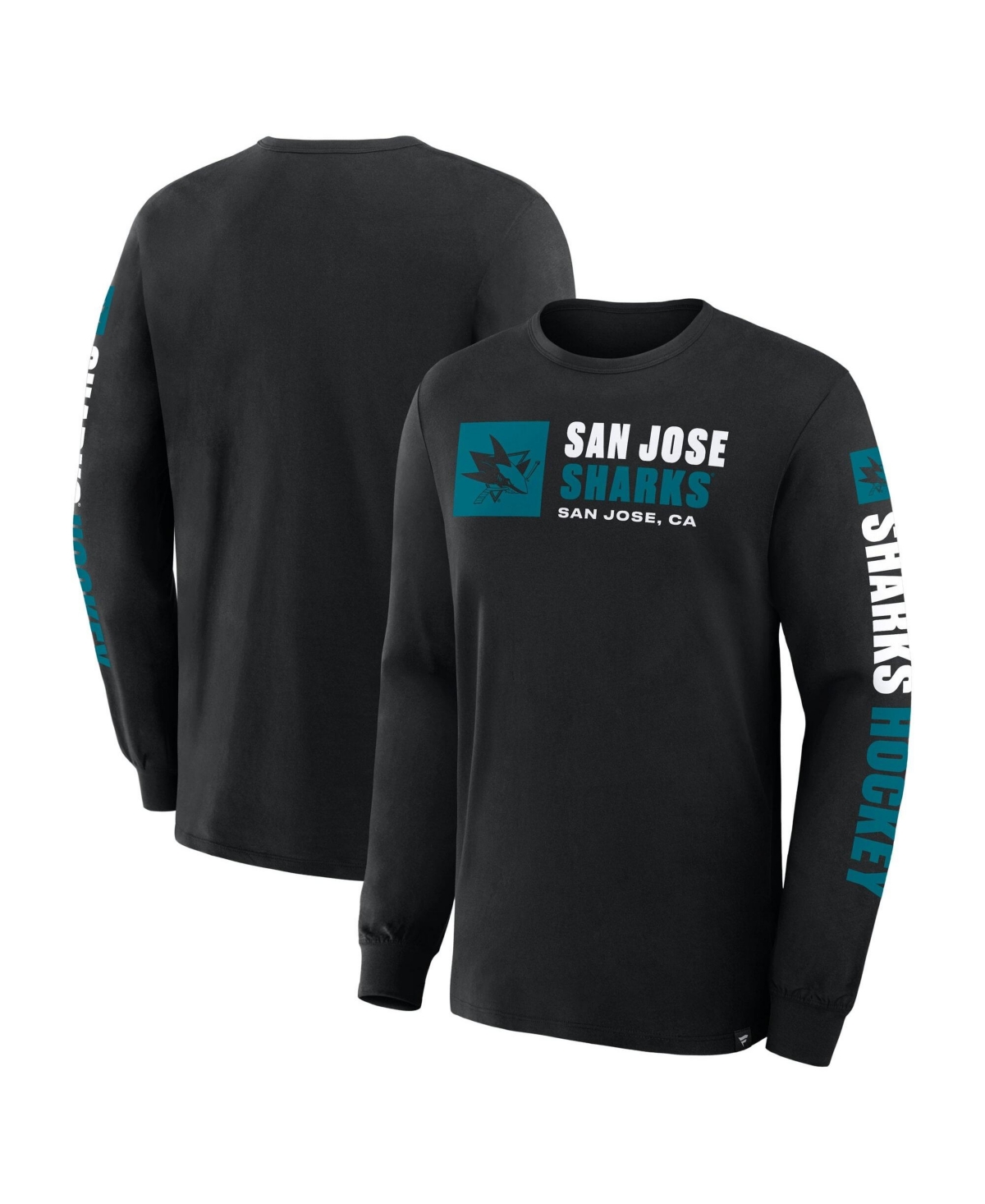 Fanatics Men's Black San Jose Sharks Goal Crease Legacy Long Sleeve T-Shirt