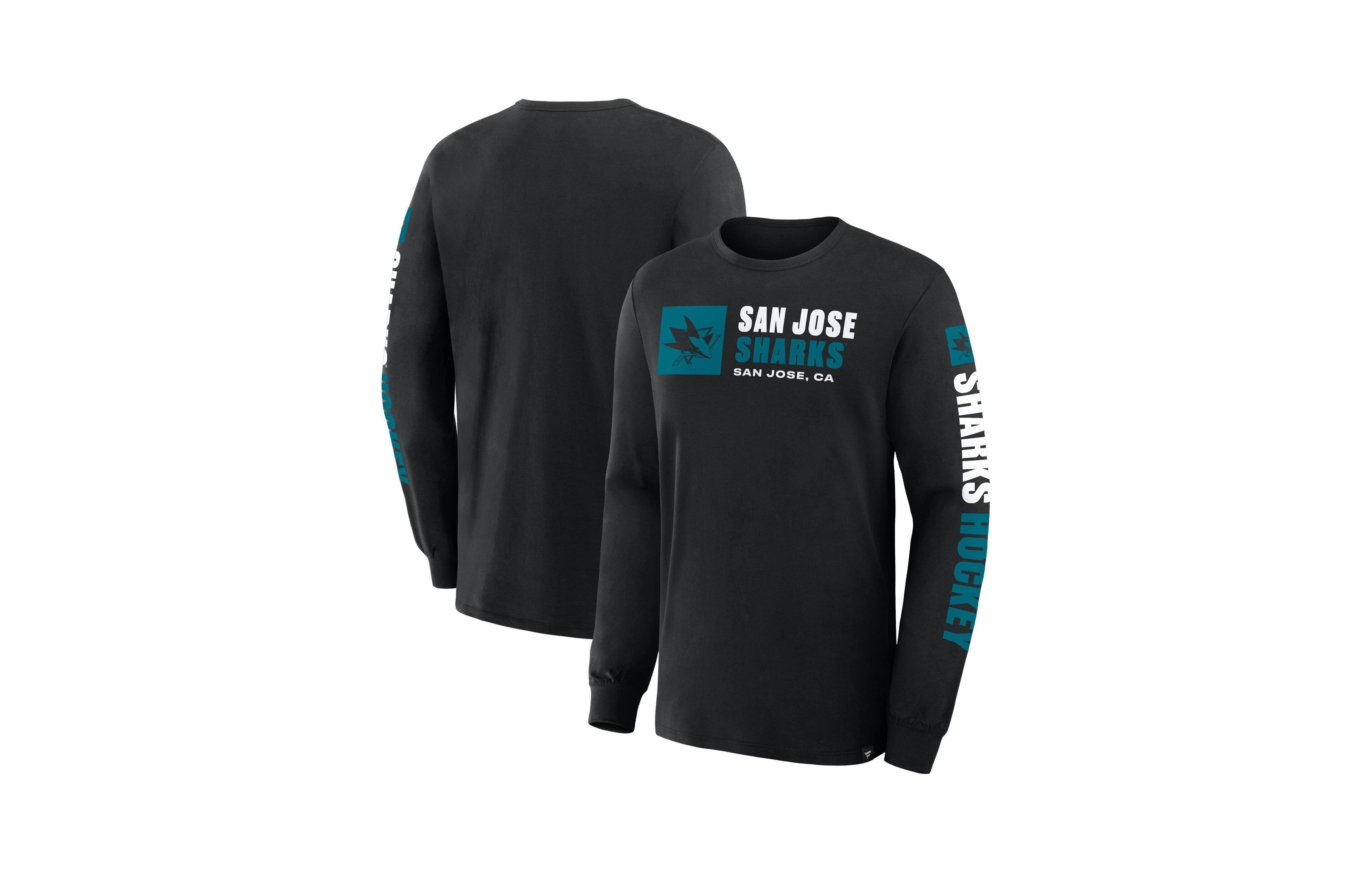 Fanatics Men's Black San Jose Sharks Goal Crease Legacy Long Sleeve T-Shirt