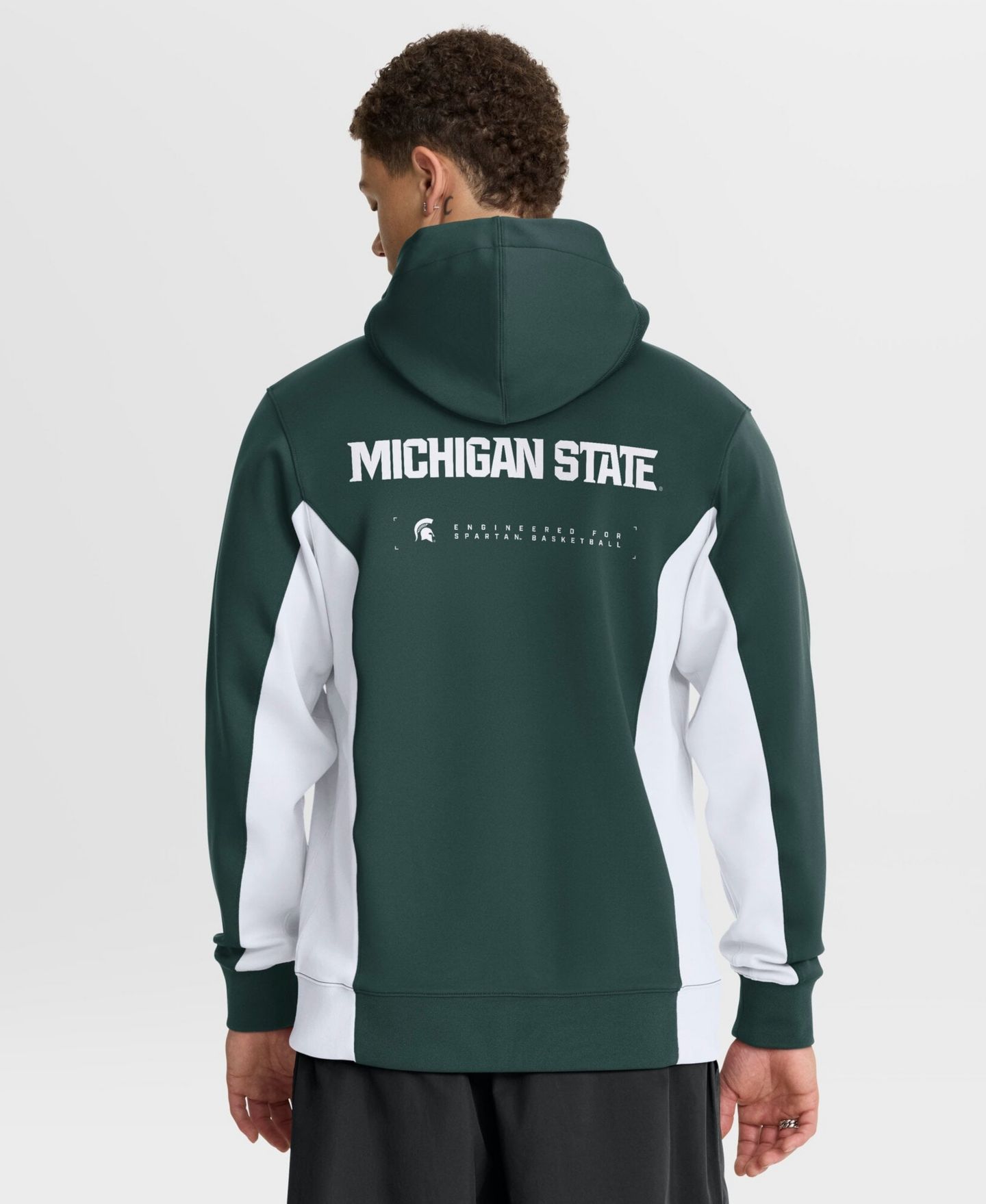 Мужская куртка Nike Green/White Michigan State Spartans Courtside Game Dri-FIT Full-Zip Hooded — фото 2