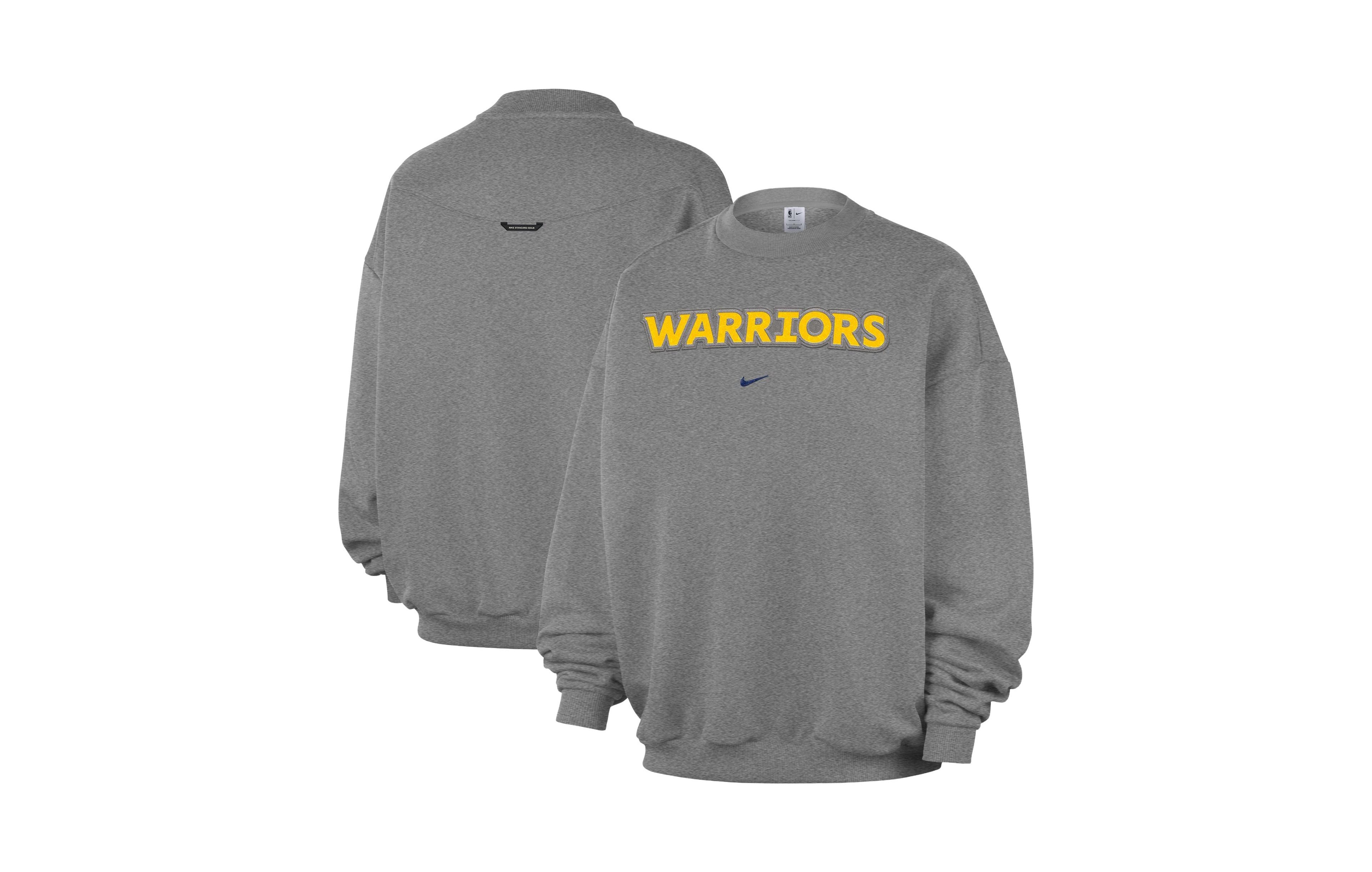 Nike Men's Dark Heather Gray Golden State Warriors Standard Issue Wordmark Fleece Therma-Fit Sweatshirt