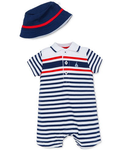 Little Me 2-Pc. Hat & Striped Romper Set, Baby Boys (0-24 months)
