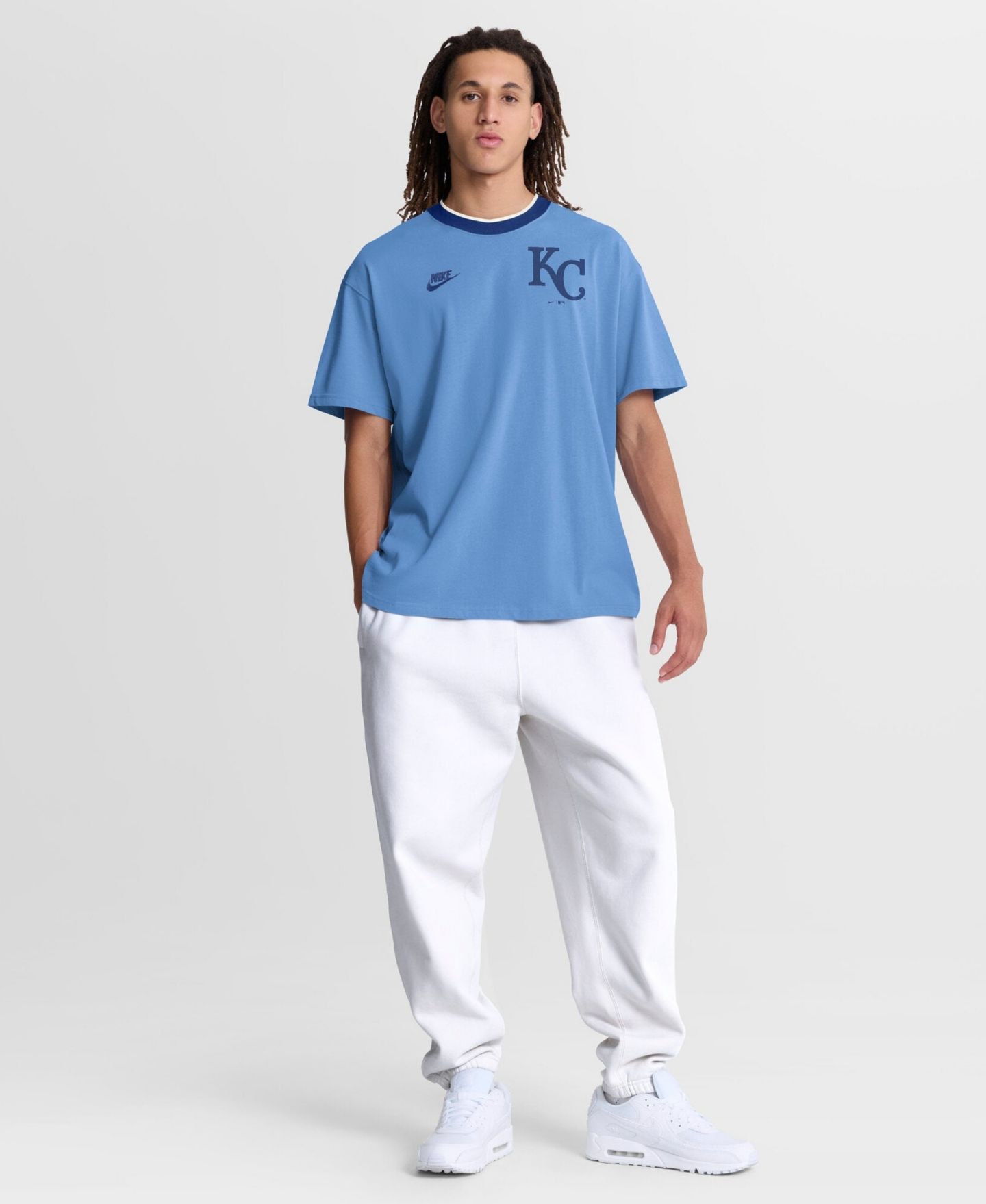 Мужская футболка Nike Light Blue Kansas City Royals Cooperstown Collection Ringer — фото 4