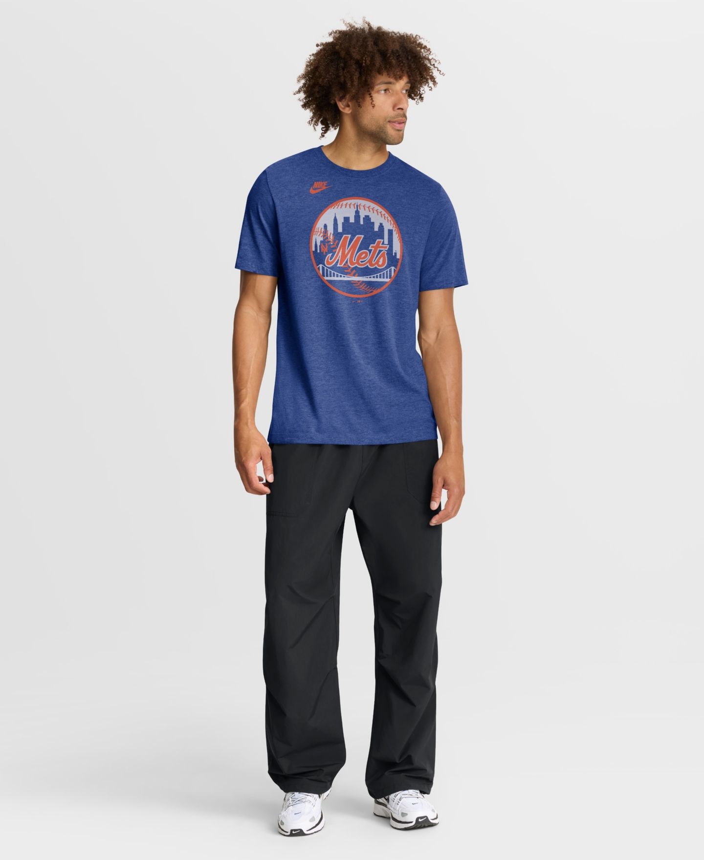 Мужская футболка Nike Heather Royal New York Mets Cooperstown Logo Tri-Blend — фото 4
