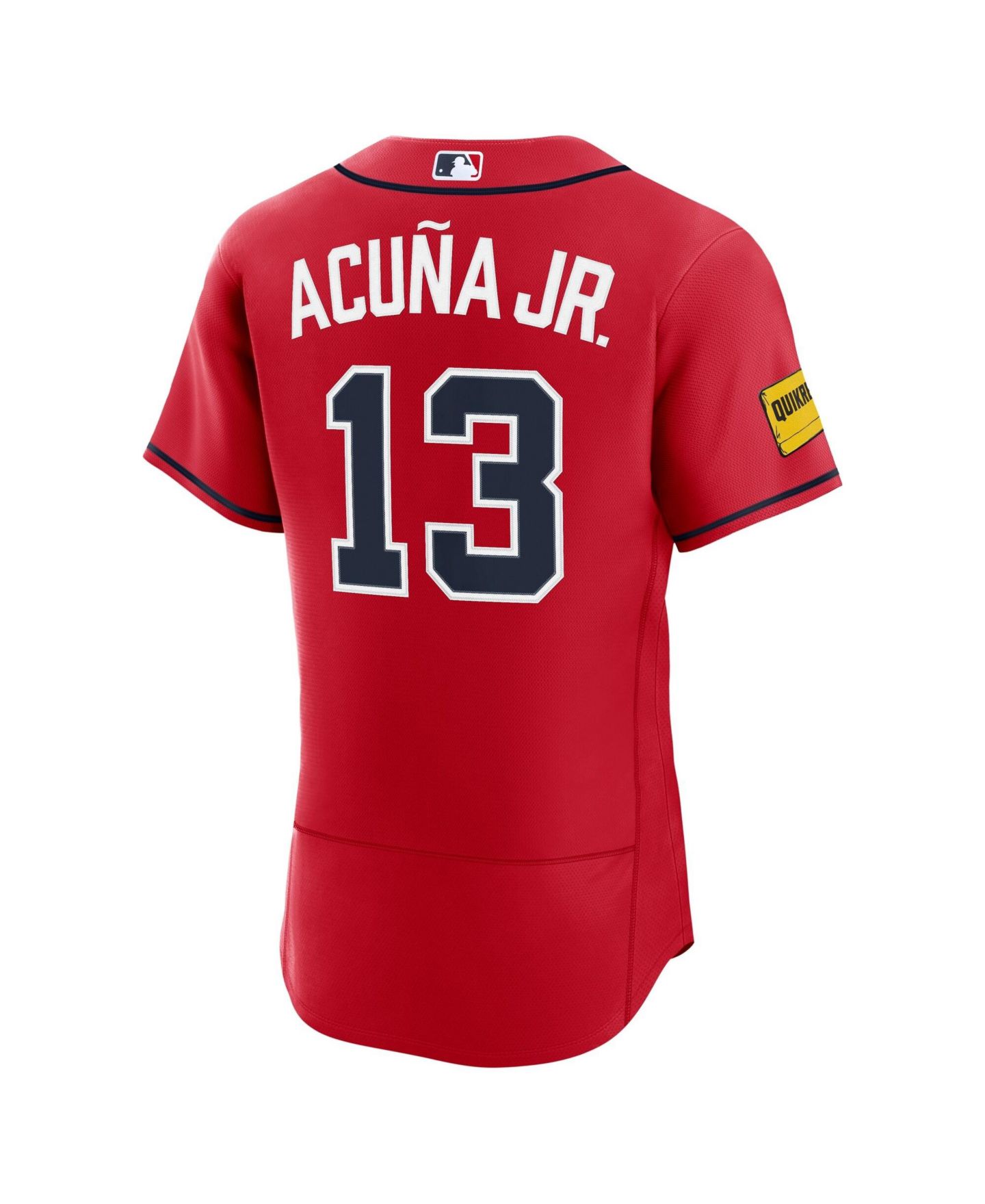 Мужской топ Nike Ronald Acuna Jr. Red Atlanta Braves Alternate Authentic Sponsor Patch Jersey — фото 3