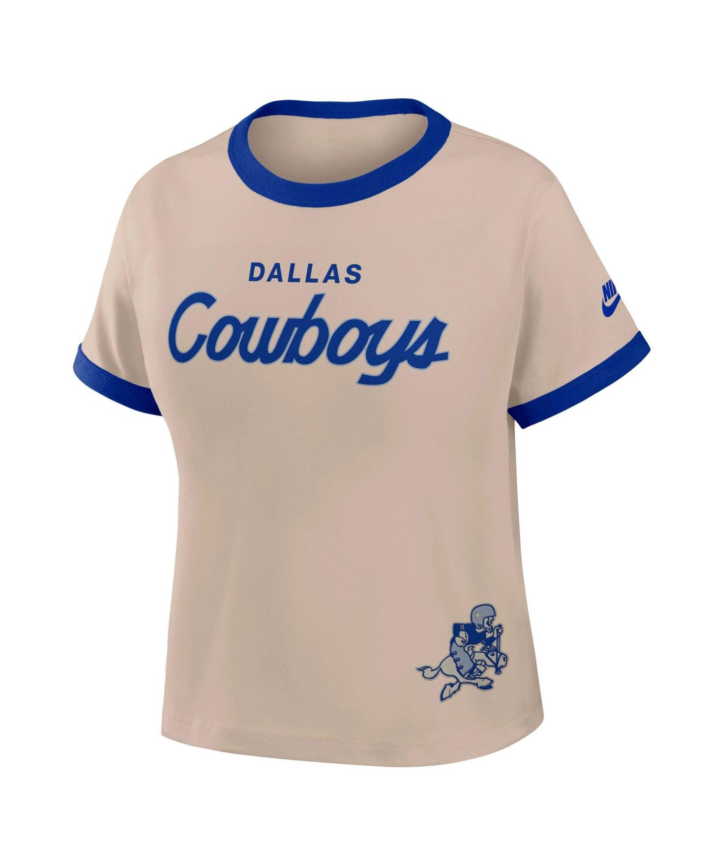 Женская футболка Nike Cream Dallas Cowboys Rewind Ringer Mod Cropped — фото 2