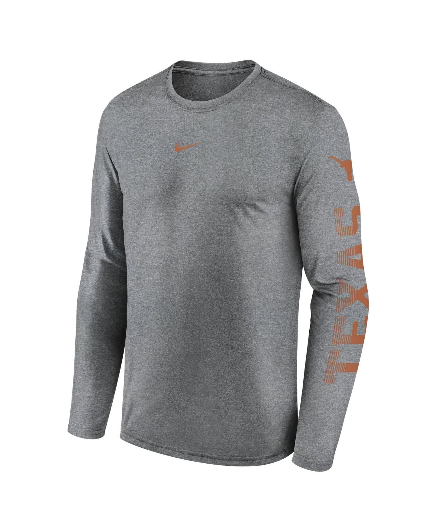 Мужская футболка Nike Gray Texas Longhorns Primetime Logo Sleeve Legend Dri-FIT Long Sleeve — фото 3